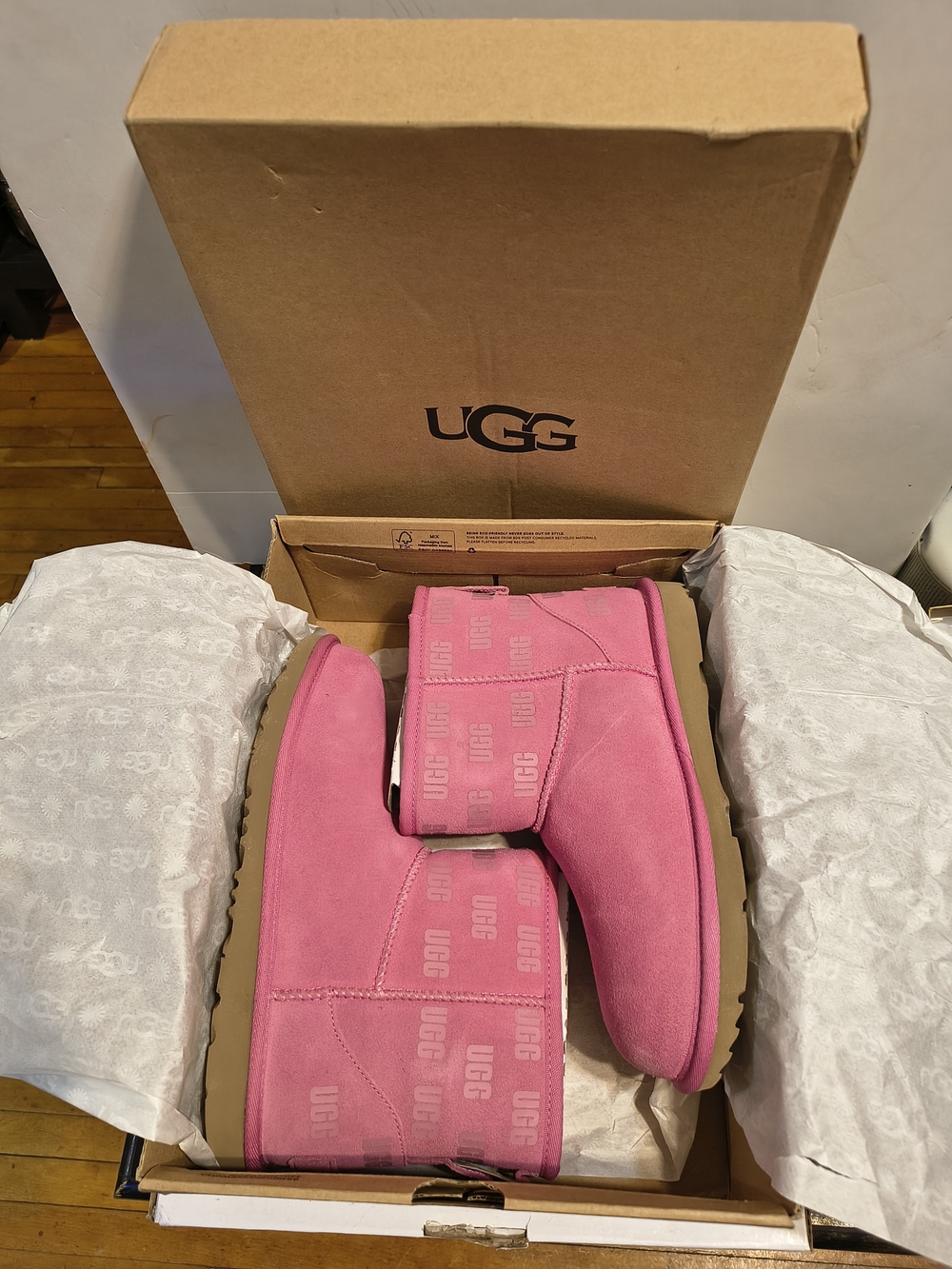 UGG Classic Short Boot - Pink Suede Women's Winter Boot - Picture 2 of 6